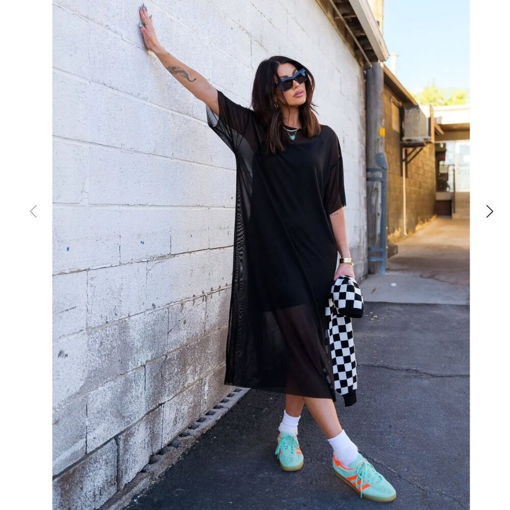 Karma Oversized Mesh Dress + Slip in Black 2XL